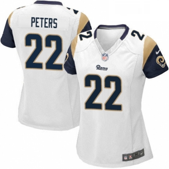 Womens Nike Los Angeles Rams 22 Marcus Peters Game White NFL Jersey Womens Nike Los Angeles Rams 22 Marcus Peters Game White NFL Jersey