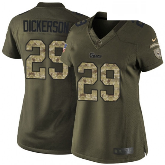 Womens Nike Los Angeles Rams 29 Eric Dickerson Elite Green Salute to Service NFL Jersey Womens Nike Los Angeles Rams 29 Eric Dickerson Elite Green Salute to Service NFL Jersey