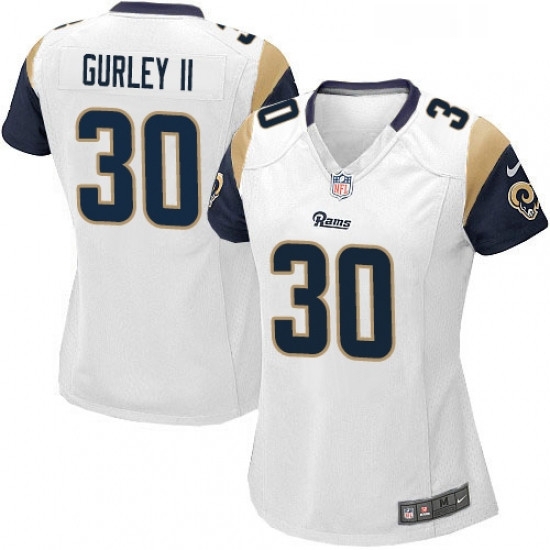Womens Nike Los Angeles Rams 30 Todd Gurley Game White NFL Jersey Womens Nike Los Angeles Rams 30 Todd Gurley Game White NFL Jersey
