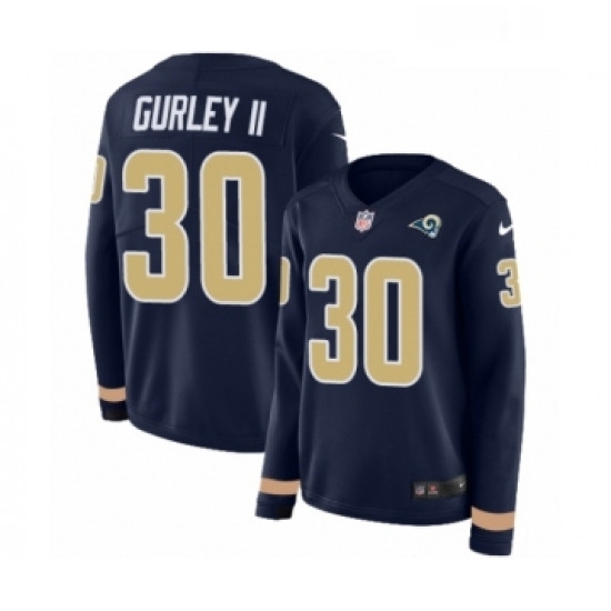Womens Nike Los Angeles Rams 30 Todd Gurley Limited Navy Blue Therma Long Sleeve NFL Jersey Womens Nike Los Angeles Rams 30 Todd Gurley Limited Navy Blue Therma Long Sleeve NFL Jersey