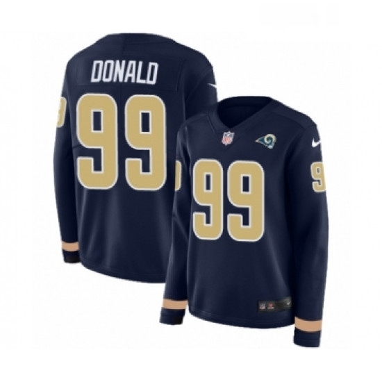 Womens Nike Los Angeles Rams 99 Aaron Donald Limited Navy Blue Therma Long Sleeve NFL Jersey Womens Nike Los Angeles Rams 99 Aaron Donald Limited Navy Blue Therma Long Sleeve NFL Jersey