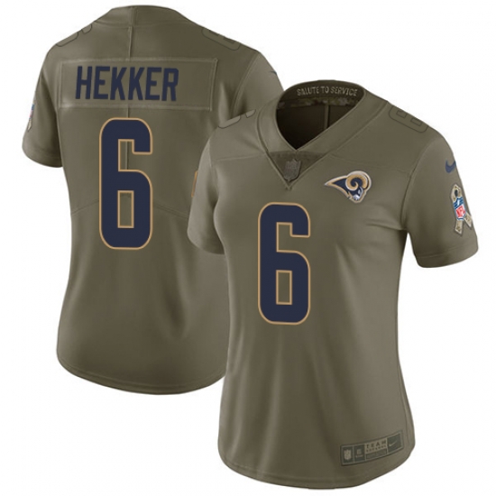 Womens Nike Rams #6 Johnny Hekker Olive Stitched NFL Limited 2017 Salute to Service Jersey Womens Nike Rams #6 Johnny Hekker Olive Stitched NFL Limited 2017 Salute to Service Jersey