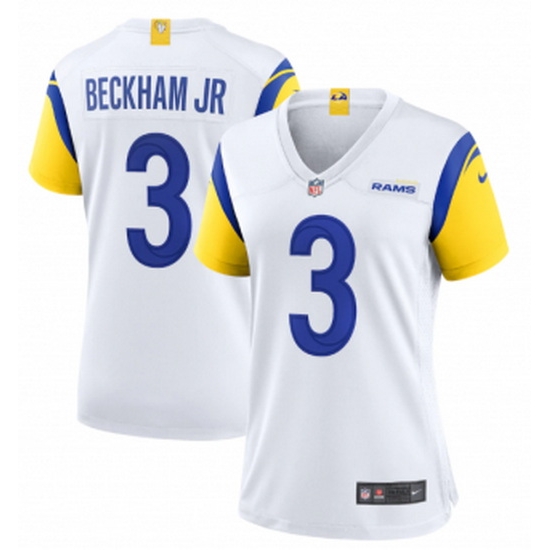 Women's White Los Angeles Rams #3 Odell Beckham Jr. Vapor Untouchable Limited Stitched White Jersey Women's White Los Angeles Rams #3 Odell Beckham Jr. Vapor Untouchable Limited Stitched White Jersey