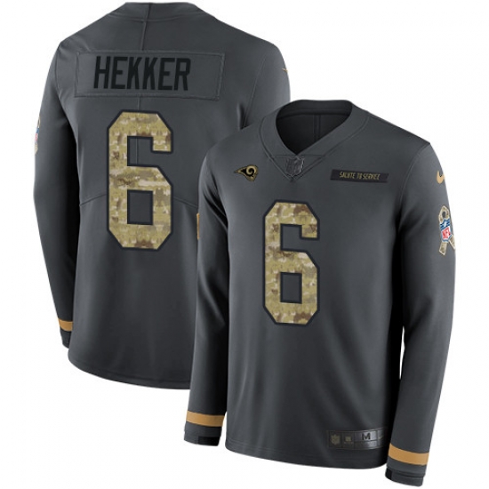 Nike Rams #6 Johnny Hekker Anthracite Salute to Service Youth Long Sleeve Jersey Nike Rams #6 Johnny Hekker Anthracite Salute to Service Youth Long Sleeve Jersey