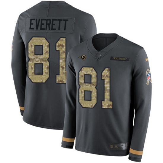 Nike Rams #81 Gerald Everett Anthracite Salute to Service Youth Long Sleeve Jersey Nike Rams #81 Gerald Everett Anthracite Salute to Service Youth Long Sleeve Jersey