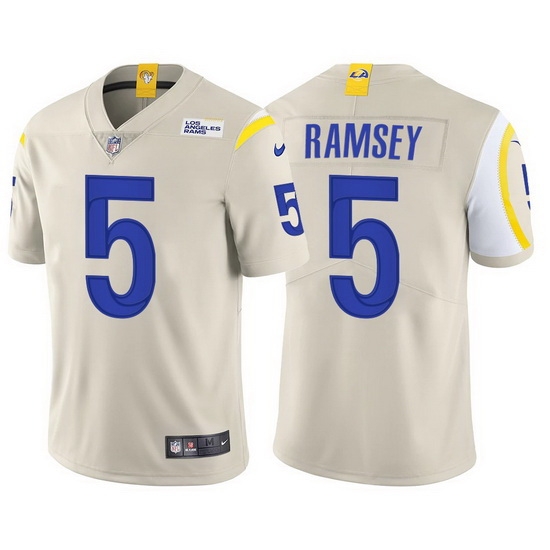 Youth Los Angeles Rams #5 Jalen Ramsey Bone Stitched Football Limited Jersey Youth Los Angeles Rams #5 Jalen Ramsey Bone Stitched Football Limited Jersey