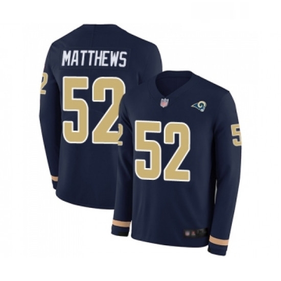 Youth Los Angeles Rams 52 Clay Matthews Limited Navy Blue Therma Long Sleeve Football Jersey Youth Los Angeles Rams 52 Clay Matthews Limited Navy Blue Therma Long Sleeve Football Jersey