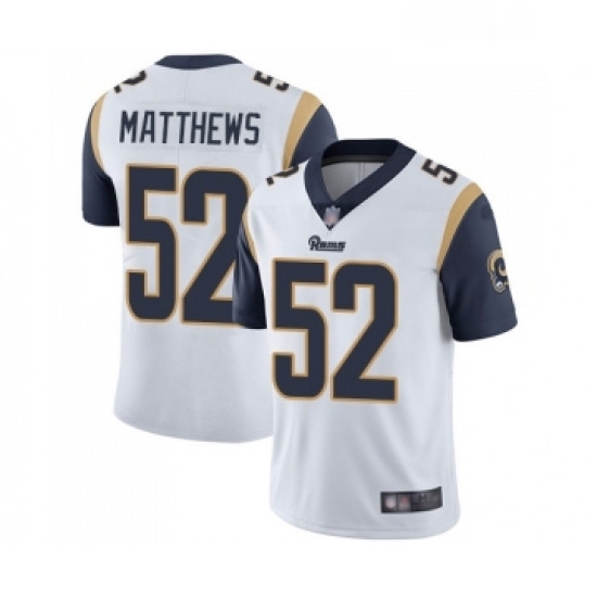 Youth Los Angeles Rams 52 Clay Matthews White Vapor Untouchable Limited Player Football Jersey Youth Los Angeles Rams 52 Clay Matthews White Vapor Untouchable Limited Player Football Jersey
