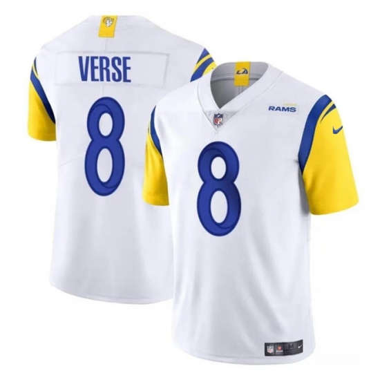 Youth Los Angeles Rams 8 Jared Verse White 2024 Draft Vapor Untouchable Stitched Football Jersey Youth Los Angeles Rams 8 Jared Verse White 2024 Draft Vapor Untouchable Stitched Football Jersey