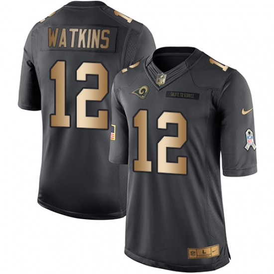 Youth Nike Rams #12 Sammy Watkins Black Stitched NFL Limited Gold Salute to Service Jersey Youth Nike Rams #12 Sammy Watkins Black Stitched NFL Limited Gold Salute to Service Jersey