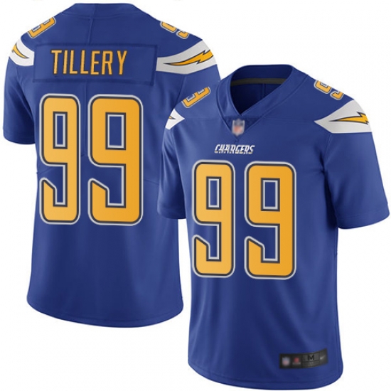 Chargers 99 Jerry Tillery Electric Blue Men Stitched Football Limited Rush Jersey Chargers 99 Jerry Tillery Electric Blue Men Stitched Football Limited Rush Jersey