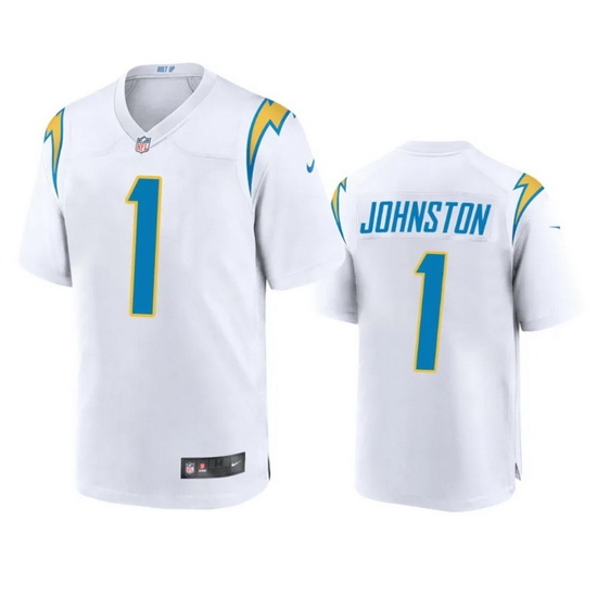 Men Los Angeles Chargers 1 Quentin Johnston White Stitched Game Jersey Men Los Angeles Chargers 1 Quentin Johnston White Stitched Game Jersey