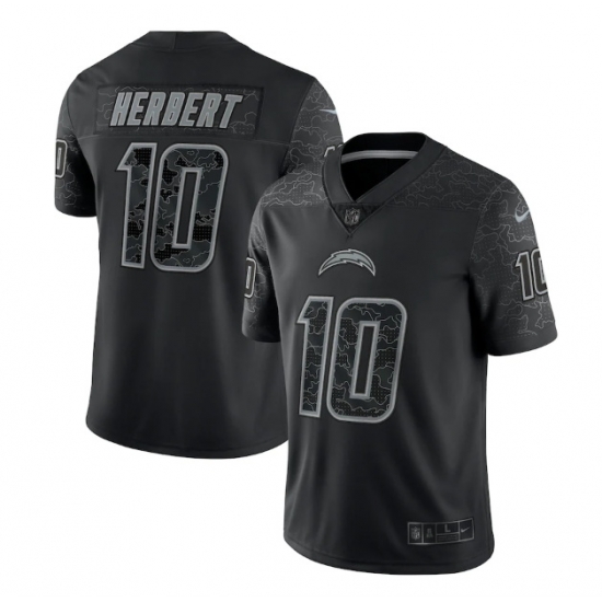 Men Los Angeles Chargers 10 Justin Herbert Black Reflective Limited Stitched Football Jersey Men Los Angeles Chargers 10 Justin Herbert Black Reflective Limited Stitched Football Jersey