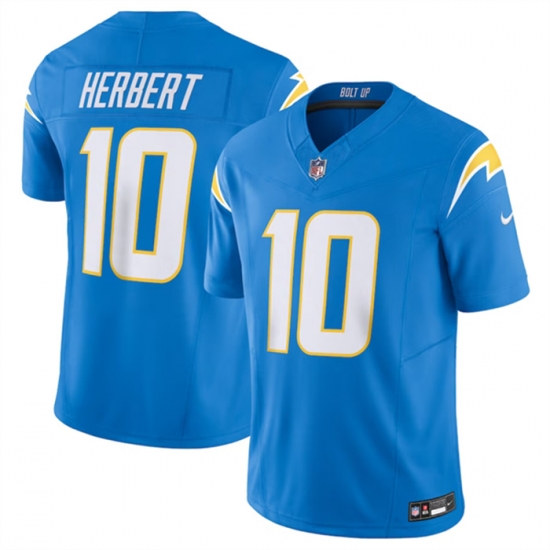 Men Los Angeles Chargers 10 Justin Herbert Blue 2023 F U S E Vapor Untouchable Limited Stitched Jersey Men Los Angeles Chargers 10 Justin Herbert Blue 2023 F U S E Vapor Untouchable Limited Stitched Jersey