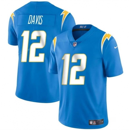 Men Los Angeles Chargers 12 Derius Davis Blue 2024 Vapor Limited Stitched Football Jersey Men Los Angeles Chargers 12 Derius Davis Blue 2024 Vapor Limited Stitched Football Jersey
