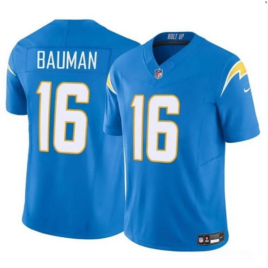 Men Los Angeles Chargers 16 Casey Bauman Blue 2024 F U S E Vapor Limited Stitched Football Jersey Men Los Angeles Chargers 16 Casey Bauman Blue 2024 F U S E Vapor Limited Stitched Football Jersey