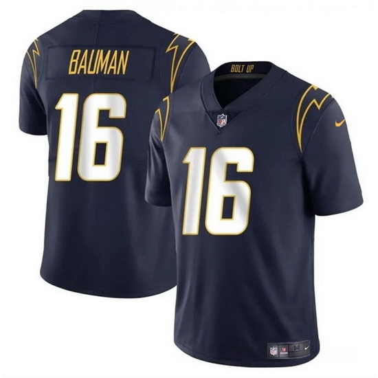 Men Los Angeles Chargers 16 Casey Bauman Navy 2024 Vapor Limited Stitched Football Jersey Men Los Angeles Chargers 16 Casey Bauman Navy 2024 Vapor Limited Stitched Football Jersey