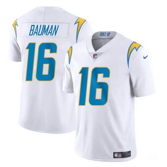 Men Los Angeles Chargers 16 Casey Bauman White 2024 Vapor Limited Stitched Football Jersey Men Los Angeles Chargers 16 Casey Bauman White 2024 Vapor Limited Stitched Football Jersey