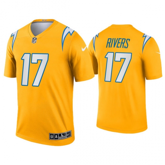 Men Los Angeles Chargers 17 Philip Rivers Inverted Legend Gold Jersey Men Los Angeles Chargers 17 Philip Rivers Inverted Legend Gold Jersey
