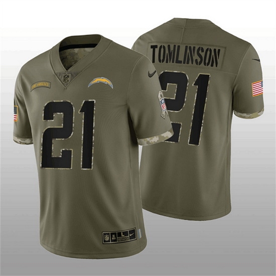 Men Los Angeles Chargers 21 LaDainian Tomlinson Olive 2022 Salute To Service Limited Stitched Jersey Men Los Angeles Chargers 21 LaDainian Tomlinson Olive 2022 Salute To Service Limited Stitched Jersey