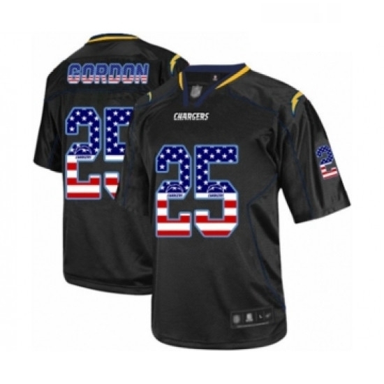 Men Los Angeles Chargers 25 Melvin Gordon Elite Black USA Flag Fashion Football Jersey Men Los Angeles Chargers 25 Melvin Gordon Elite Black USA Flag Fashion Football Jersey