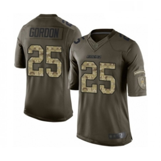 Men Los Angeles Chargers 25 Melvin Gordon Limited Green Salute to Service Football Jersey Men Los Angeles Chargers 25 Melvin Gordon Limited Green Salute to Service Football Jersey