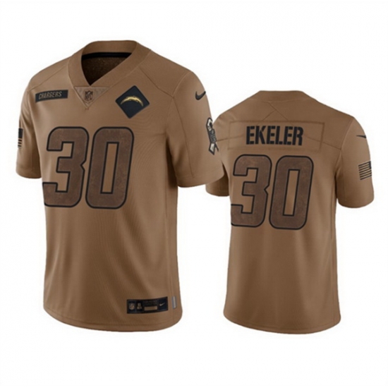 Men Los Angeles Chargers 30 Austin Ekeler 2023 Brown Salute To Service Limited Stitched Jersey Men Los Angeles Chargers 30 Austin Ekeler 2023 Brown Salute To Service Limited Stitched Jersey