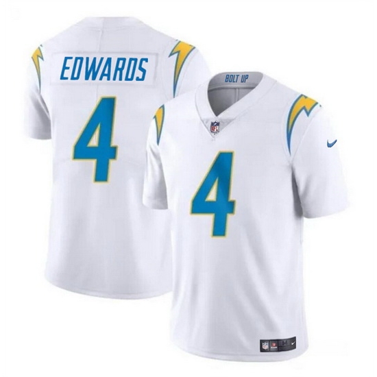 Men Los Angeles Chargers 4 Gus Edwards White Vapor Limited Stitched Football Jersey Men Los Angeles Chargers 4 Gus Edwards White Vapor Limited Stitched Football Jersey