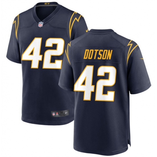 Men Los Angeles Chargers 42 Elijah Dotson Navy Stitched Game Jersey Men Los Angeles Chargers 42 Elijah Dotson Navy Stitched Game Jersey
