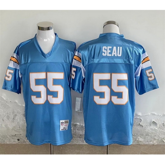 Men Los Angeles Chargers 55 Junior Seau Blue Throwback Stitched Jersey Men Los Angeles Chargers 55 Junior Seau Blue Throwback Stitched Jersey