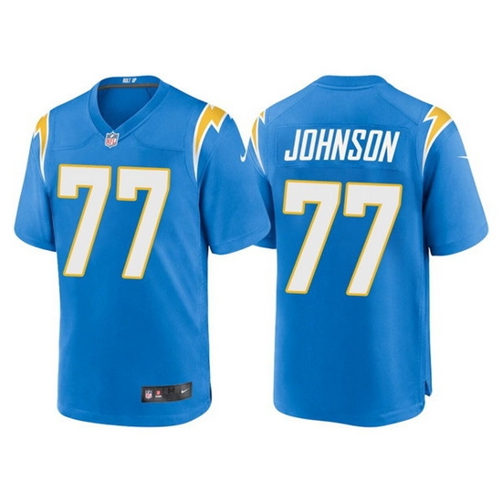 Men Los Angeles Chargers 77 Zion Johnson Blue Limited Stitched jersey Men Los Angeles Chargers 77 Zion Johnson Blue Limited Stitched jersey
