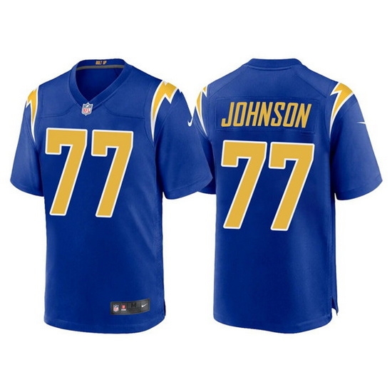 Men Los Angeles Chargers 77 Zion Johnson Royal Limited Stitched jersey Men Los Angeles Chargers 77 Zion Johnson Royal Limited Stitched jersey