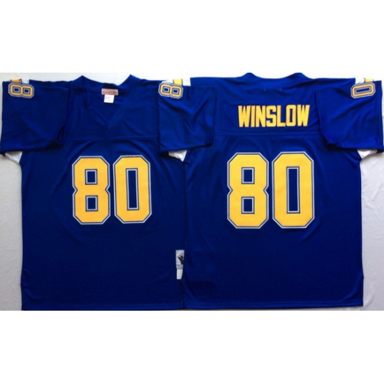 Men Los Angeles Chargers 80 Kellen Winslow Blue M&N Throwback Jersey Men Los Angeles Chargers 80 Kellen Winslow Blue M&N Throwback Jersey