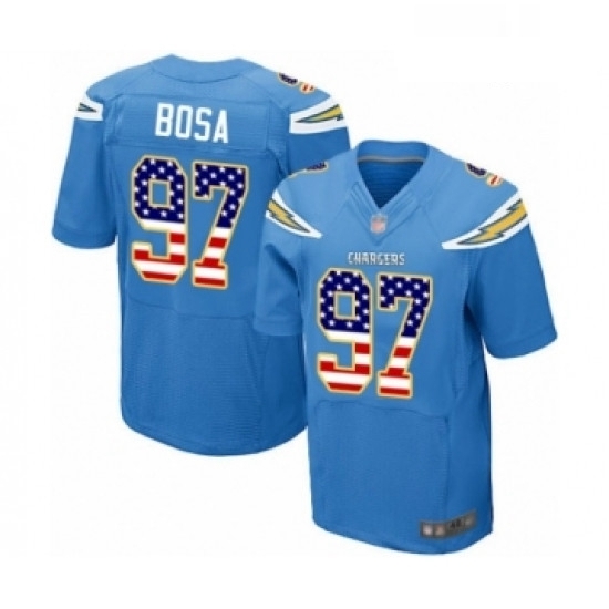 Men Los Angeles Chargers 97 Joey Bosa Elite Electric Blue Alternate USA Flag Fashion Football Jersey Men Los Angeles Chargers 97 Joey Bosa Elite Electric Blue Alternate USA Flag Fashion Football Jersey