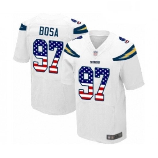 Men Los Angeles Chargers 97 Joey Bosa Elite White Road USA Flag Fashion Football Jersey Men Los Angeles Chargers 97 Joey Bosa Elite White Road USA Flag Fashion Football Jersey