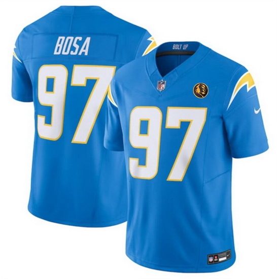 Men Los Angeles Chargers 97 Joey Bosa Light Blue 2023 F U S E With John Madden Patch Vapor Limited Stitched Football Jersey Men Los Angeles Chargers 97 Joey Bosa Light Blue 2023 F U S E With John Madden Patch Vapor Limited Stitched Football Jersey