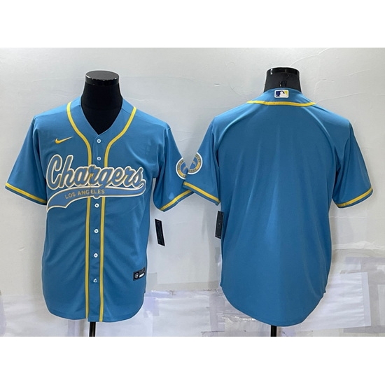 Men Los Angeles Chargers Blank Blue Cool Base Stitched Baseball Jersey Men Los Angeles Chargers Blank Blue Cool Base Stitched Baseball Jersey