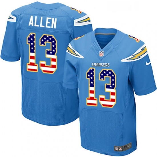 Men Nike Los Angeles Chargers 13 Keenan Allen Elite Electric Blue Alternate USA Flag Fashion NFL Jersey Men Nike Los Angeles Chargers 13 Keenan Allen Elite Electric Blue Alternate USA Flag Fashion NFL Jersey