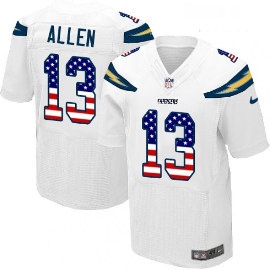 Men Nike Los Angeles Chargers 13 Keenan Allen Elite White Road USA Flag Fashion NFL Jersey Men Nike Los Angeles Chargers 13 Keenan Allen Elite White Road USA Flag Fashion NFL Jersey