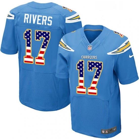 Men Nike Los Angeles Chargers 17 Philip Rivers Elite Electric Blue Alternate USA Flag Fashion NFL Jersey Men Nike Los Angeles Chargers 17 Philip Rivers Elite Electric Blue Alternate USA Flag Fashion NFL Jersey