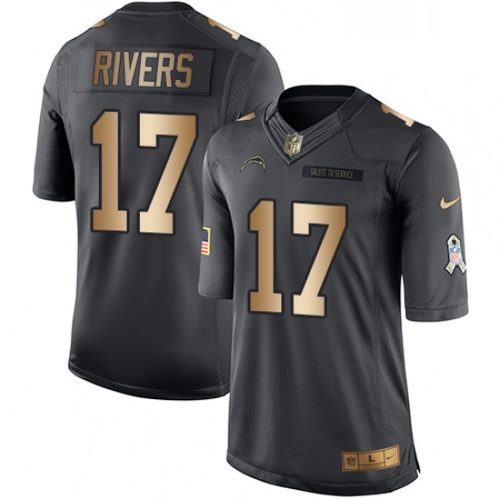 Men Nike Los Angeles Chargers 17 Philip Rivers Limited BlackGold Salute to Service NFL Jersey Men Nike Los Angeles Chargers 17 Philip Rivers Limited BlackGold Salute to Service NFL Jersey