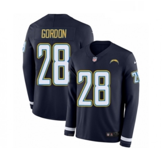 Men Nike Los Angeles Chargers 28 Melvin Gordon Limited Navy Blue Therma Long Sleeve NFL Jersey Men Nike Los Angeles Chargers 28 Melvin Gordon Limited Navy Blue Therma Long Sleeve NFL Jersey