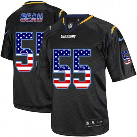 Men Nike Los Angeles Chargers 55 Junior Seau Elite Black USA Flag Fashion NFL Jersey Men Nike Los Angeles Chargers 55 Junior Seau Elite Black USA Flag Fashion NFL Jersey