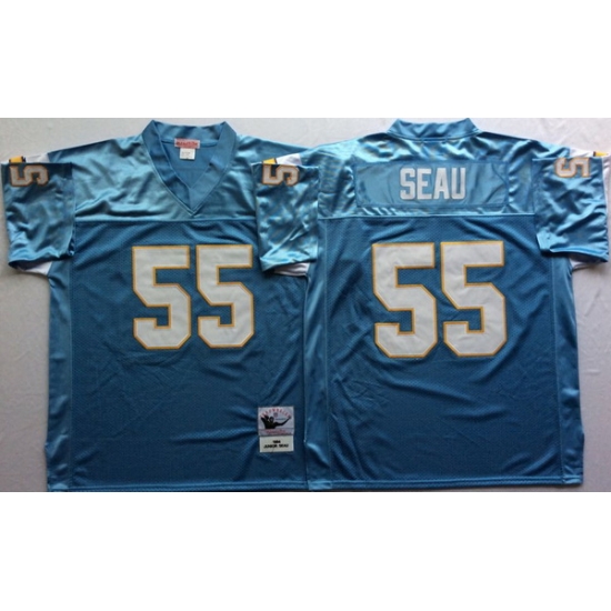 Men Nike Los Angeles Chargers 55 Junior Seau Light Blue M&N Throwback Jersey Men Nike Los Angeles Chargers 55 Junior Seau Light Blue M&N Throwback Jersey