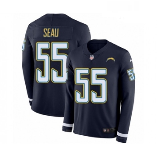Men Nike Los Angeles Chargers 55 Junior Seau Limited Navy Blue Therma Long Sleeve NFL Jersey Men Nike Los Angeles Chargers 55 Junior Seau Limited Navy Blue Therma Long Sleeve NFL Jersey