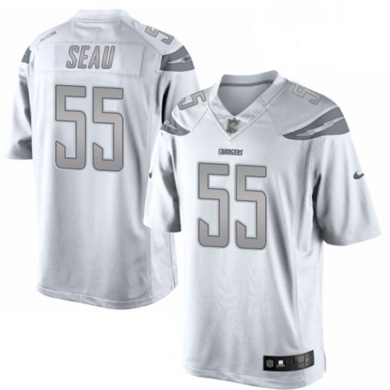 Men Nike Los Angeles Chargers 55 Junior Seau Limited White Platinum NFL Jersey Men Nike Los Angeles Chargers 55 Junior Seau Limited White Platinum NFL Jersey