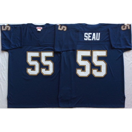 Men Nike Los Angeles Chargers 55 Junior Seau Navy M&N Throwback Jersey Men Nike Los Angeles Chargers 55 Junior Seau Navy M&N Throwback Jersey