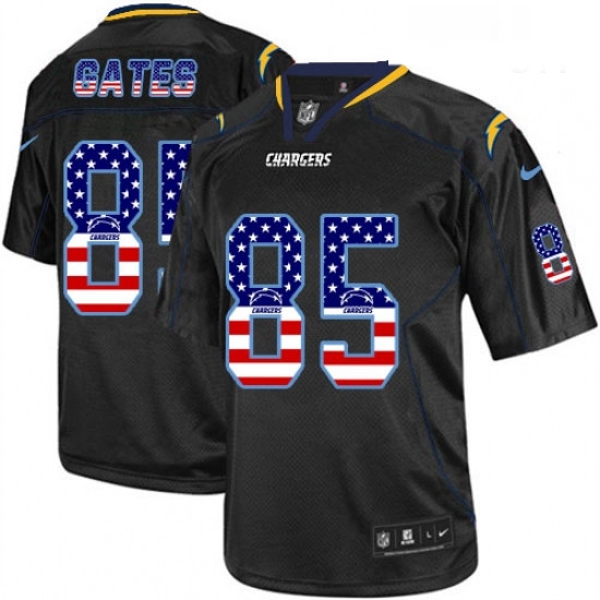 Men Nike Los Angeles Chargers 85 Antonio Gates Elite Black USA Flag Fashion NFL Jersey Men Nike Los Angeles Chargers 85 Antonio Gates Elite Black USA Flag Fashion NFL Jersey
