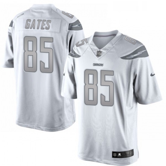 Men Nike Los Angeles Chargers 85 Antonio Gates Limited White Platinum NFL Jersey Men Nike Los Angeles Chargers 85 Antonio Gates Limited White Platinum NFL Jersey