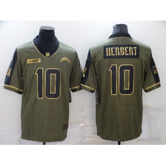 Men's Los Angeles Chargers #10 Justin Herbert Nike Gold 2021 Salute To Service Limited Player Jersey Men's Los Angeles Chargers #10 Justin Herbert Nike Gold 2021 Salute To Service Limited Player Jersey